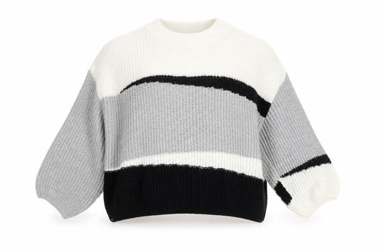 Topshop Women's XL Striped Jumper in Black, Grey, White
