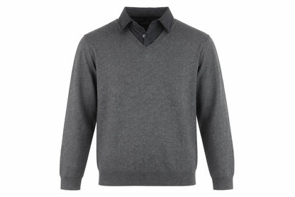 Front view of Next Men's Grey V-Neck jumper L