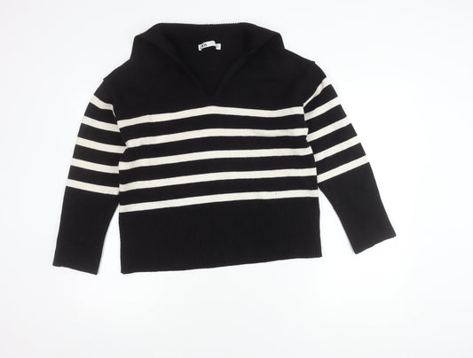 Zara Women's Black Striped Pullover Jumper XS