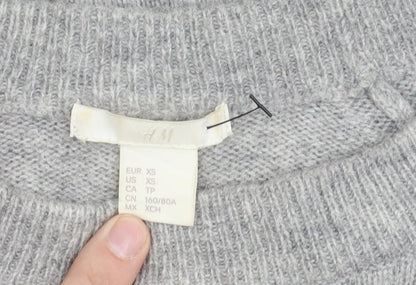 Brand and care label for H&M Women's Grey XS jumper Sequin Heart