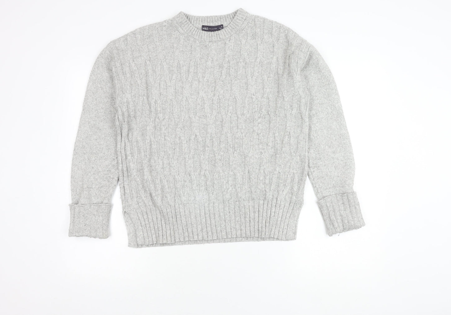 Marks and Spencer Women's Grey Cable-Knit Jumper M