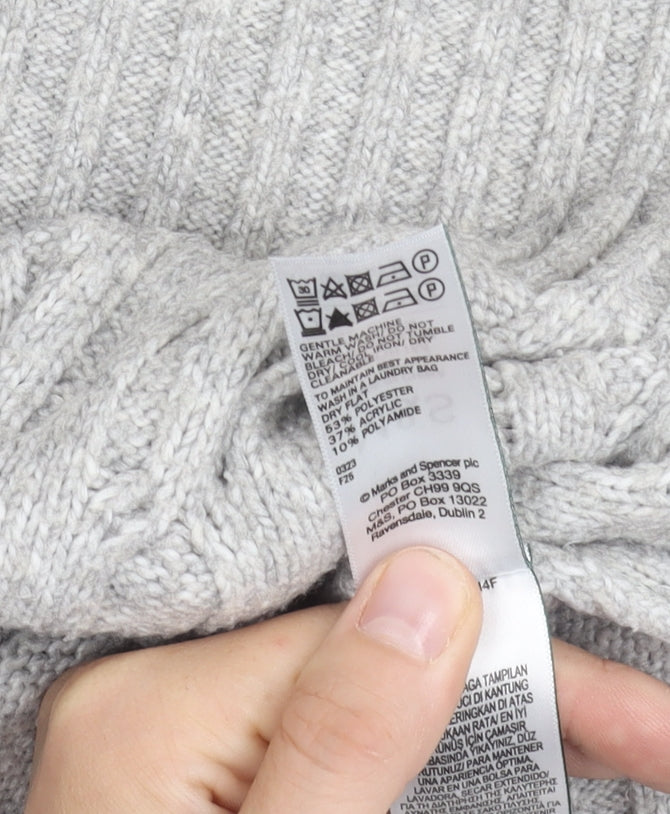 Marks and Spencer Women's Grey Cable-Knit Jumper M