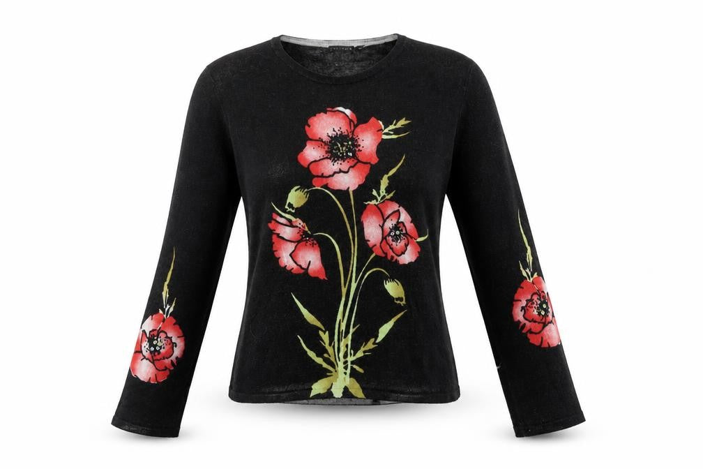 Janique Women's Black Floral Pullover Jumper M