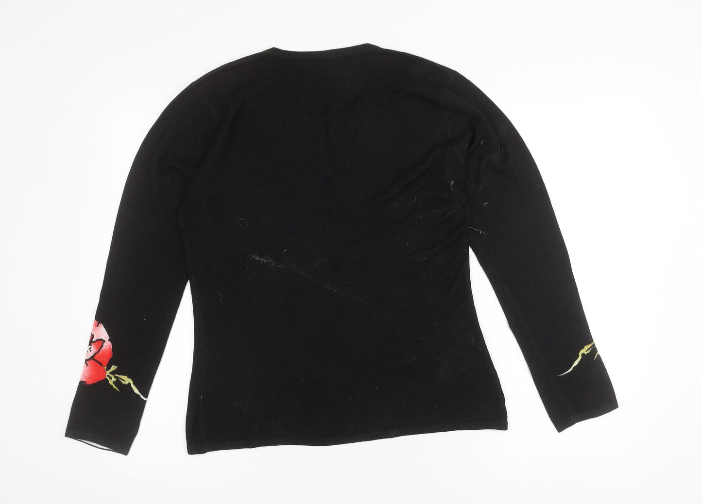 Janique Women's Black Floral Pullover Jumper M