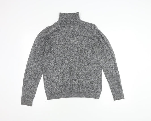 Topman Unisex Grey Roll Neck Jumper XS