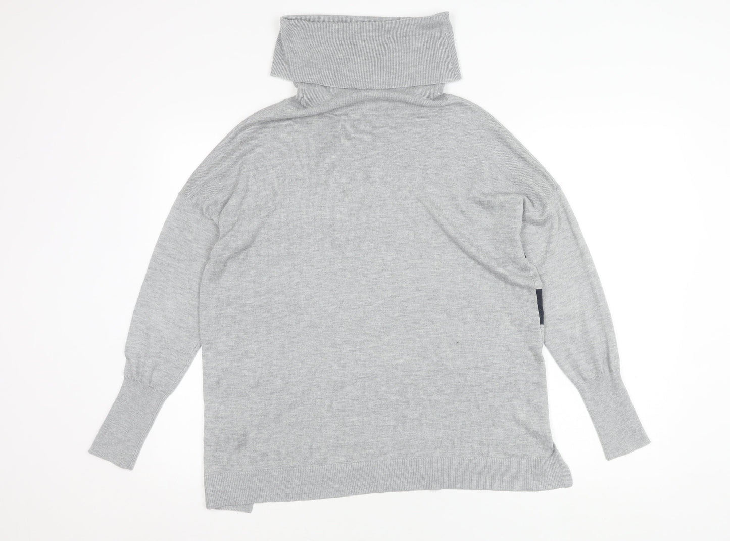 Oasis Women's Grey Striped Roll Neck Pullover Jumper, Size S