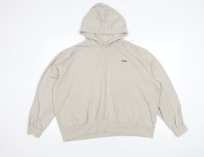 H&M Women's Beige XL Hoodie, Pullover, Casual, Logo Accent