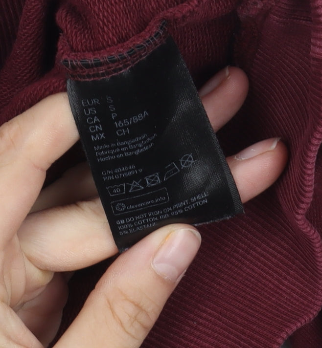 H&M Women's Red Collared Sweatshirt Size S