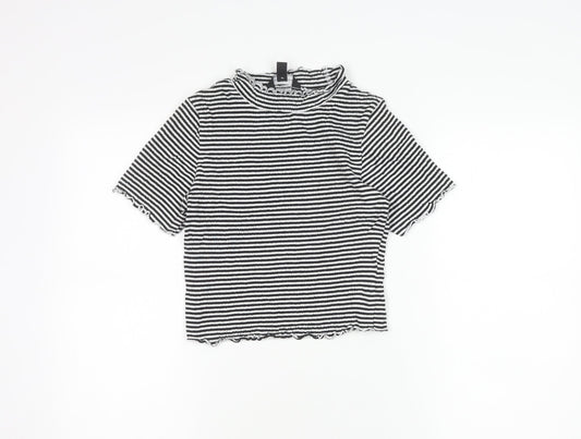 New Look Women's Striped Top - Black & White Size 10