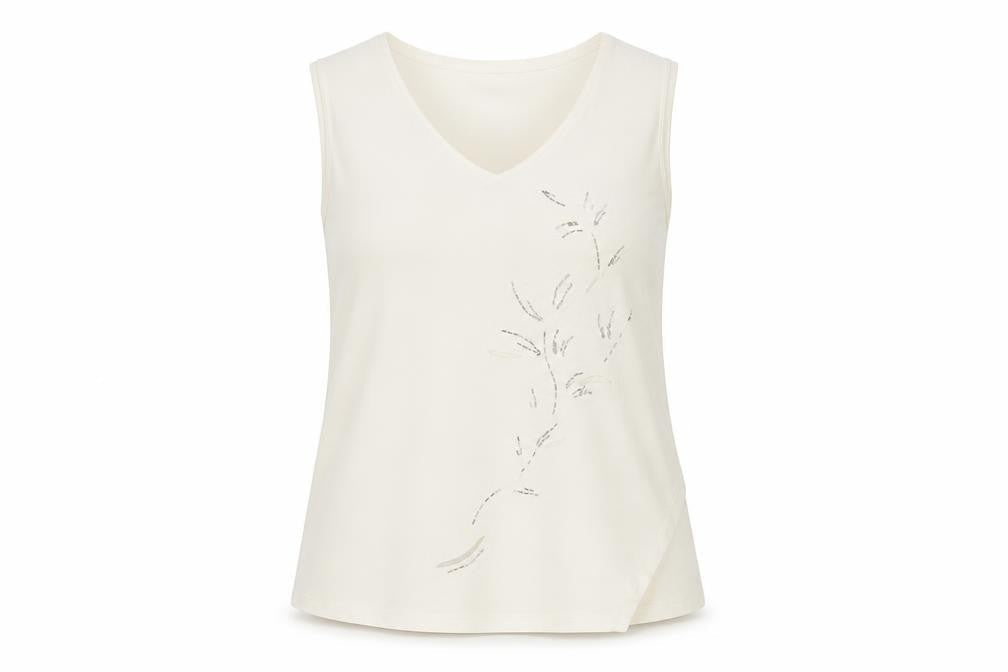 M&Co Women's Ivory Cotton Sleeveless Tank Top