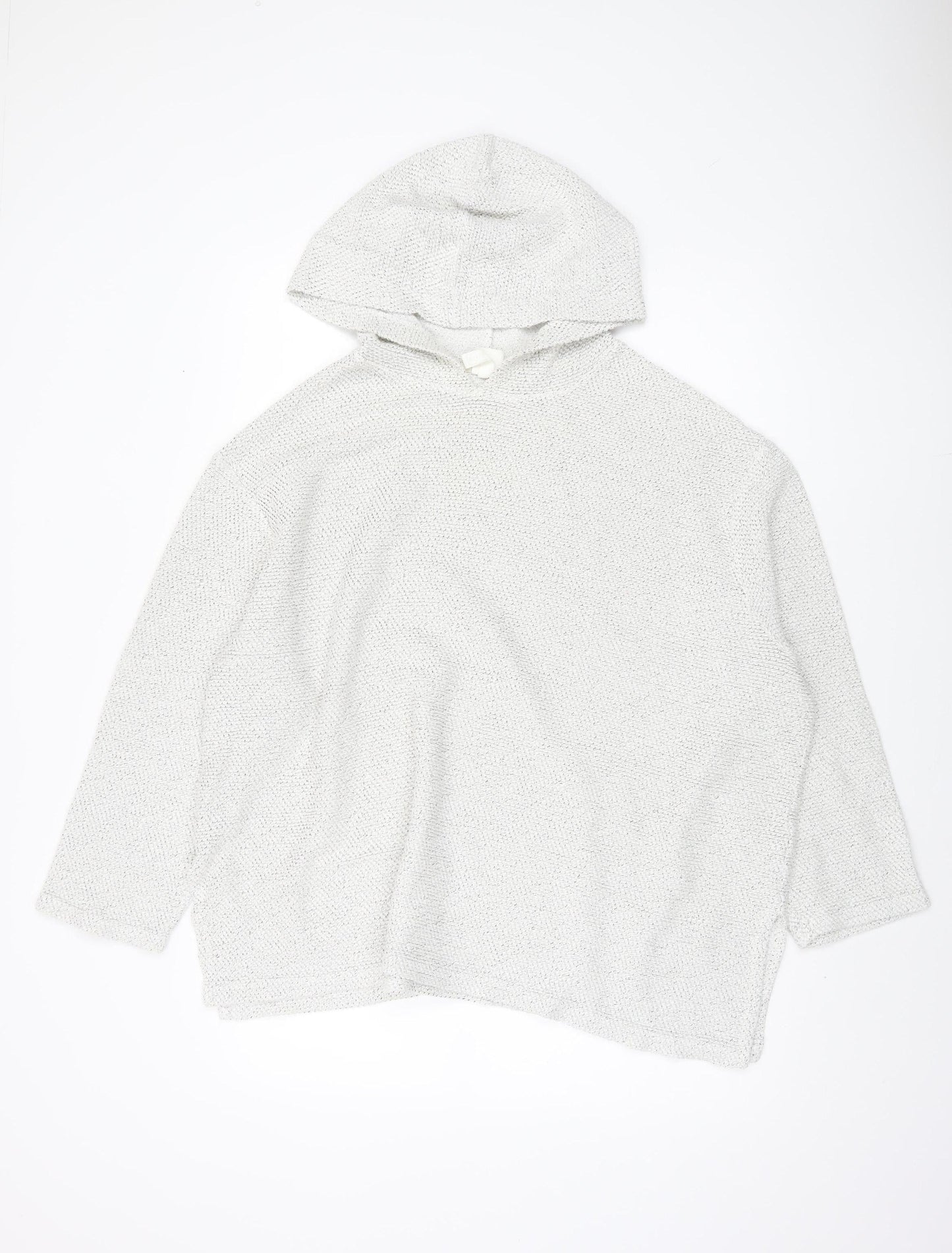 H&M Women's XL White Hooded Jumper, Knit, Casual Style