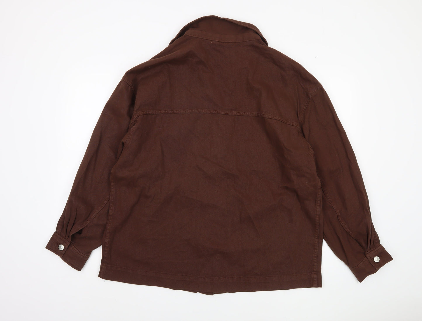 H&M Women's Brown Basic Jacket M Cotton Buttoned