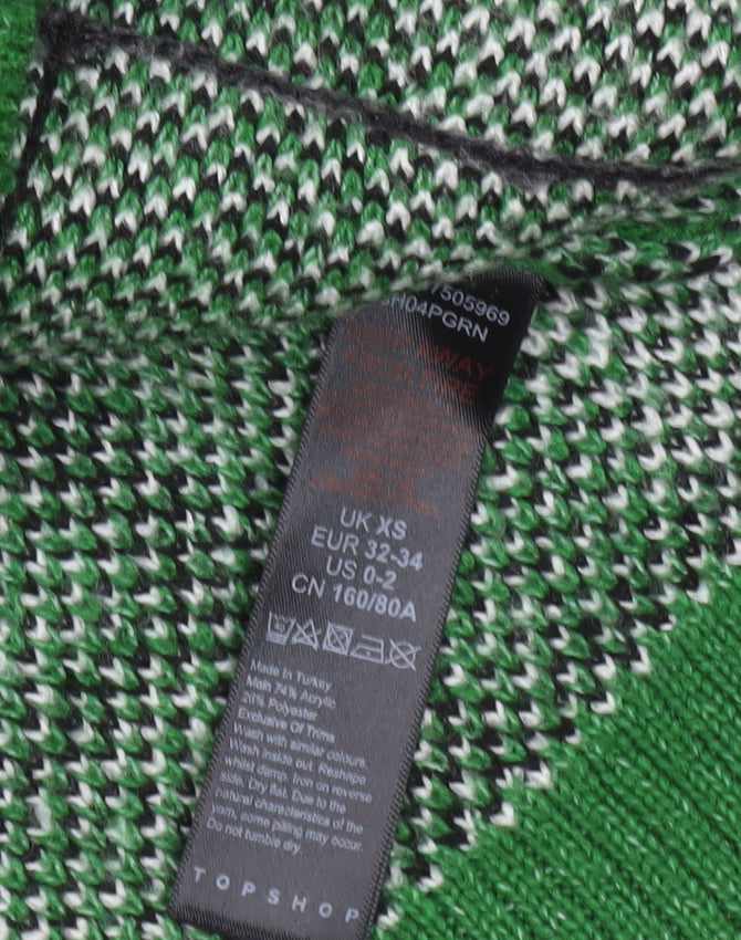 Topshop Women's Green XS Plaid Pullover Jumper