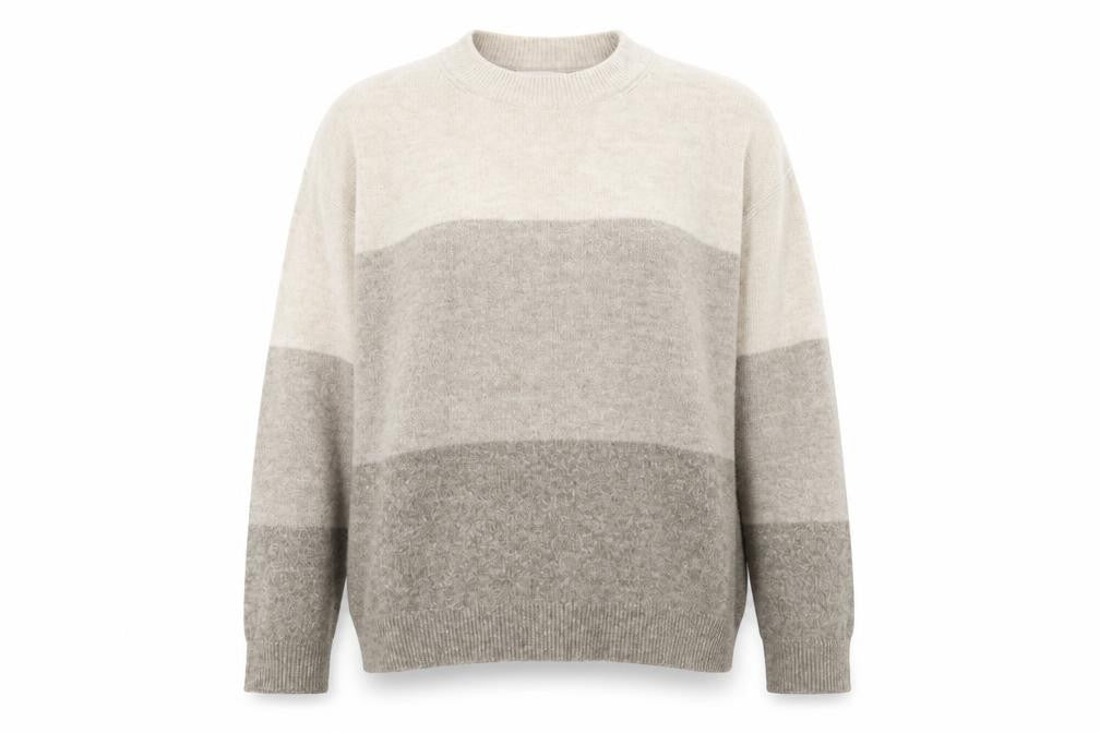 H&M Women's Beige Striped Pullover Jumper, Size 14