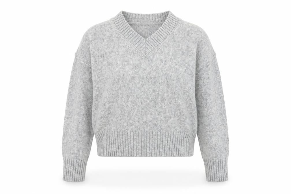 ASOS DESIGN Women's Grey V-Neck Pullover XS