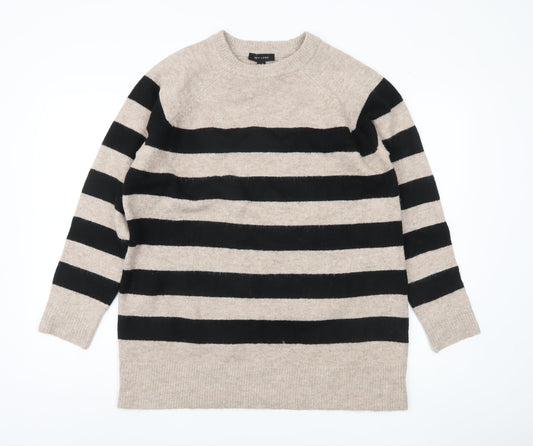 New Look Women's Beige Striped Pullover Jumper M