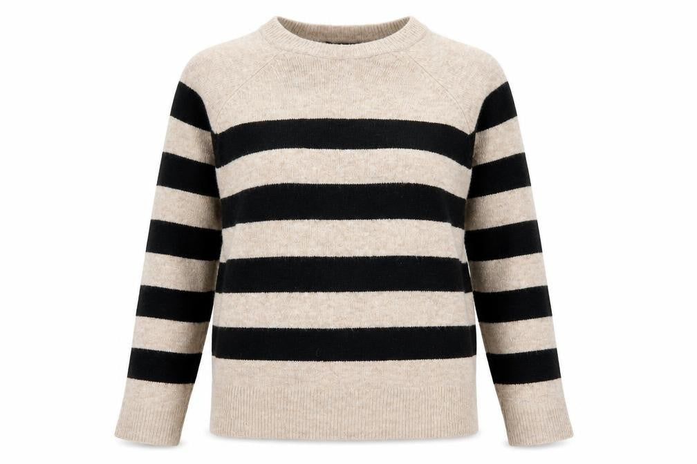 New Look Women's Beige Striped Pullover Jumper M