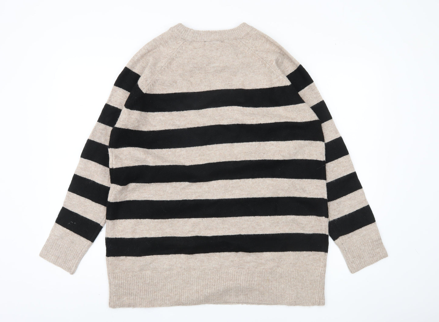 New Look Women's Beige Striped Pullover Jumper M