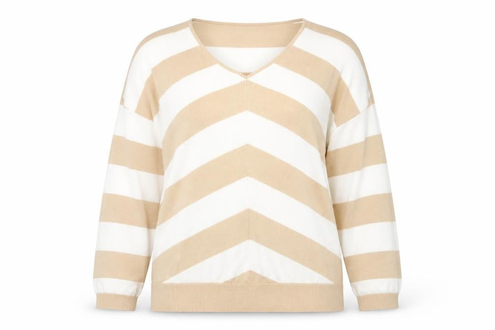 Encuentro Women’s Beige Striped Pullover Jumper L