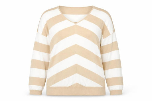 Front view of Encuentro Women’s Beige Striped jumper L