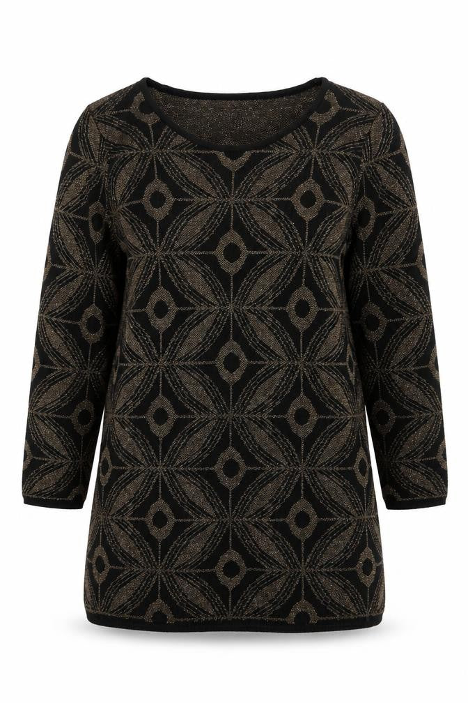 Marks & Spencer Women's Black Geometric Pullover Jumper UK 14