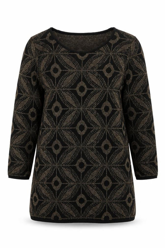 Front view of Marks & Spencer Women's Black Geometric jumper UK 14