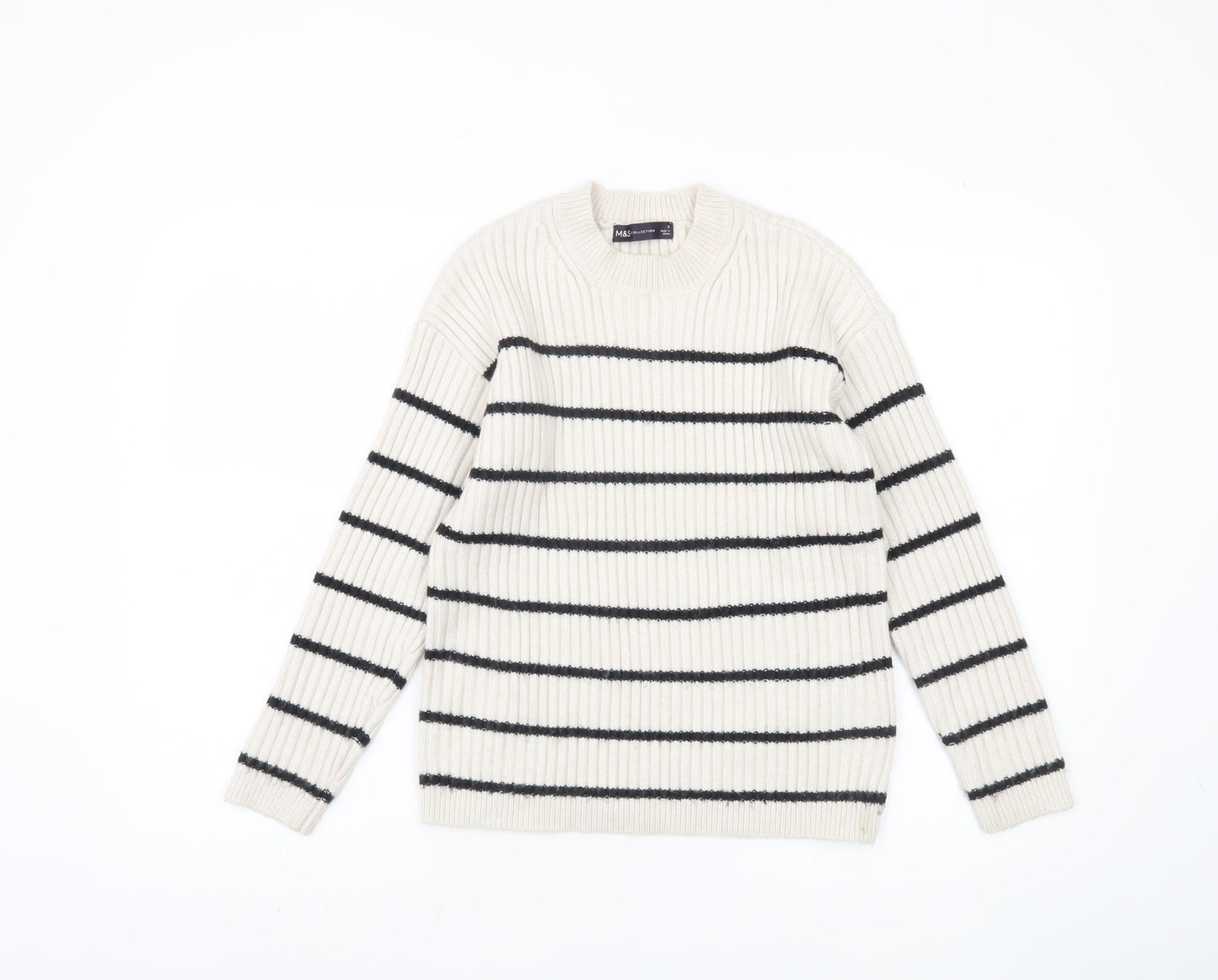 Marks and Spencer Women's Ivory Striped Pullover Jumper S