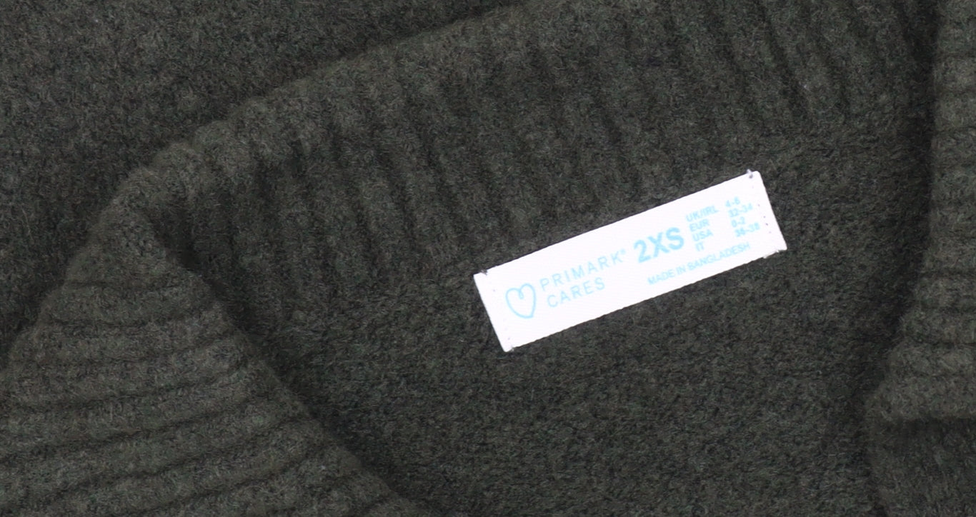 Primark Women's Green V-Neck Pullover Jumper 2XS