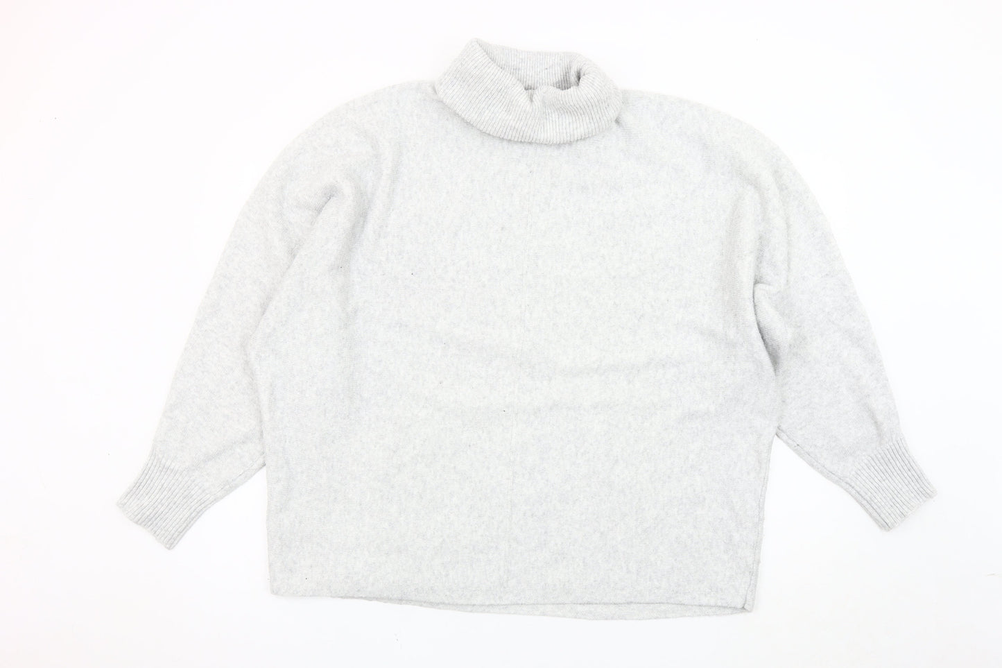 F&F Women’s Grey Roll Neck Jumper, Size L, Relaxed Fit