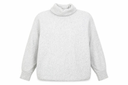 Front view of F&F Women’s Grey Roll Neck Jumper, size L, Relaxed Fit