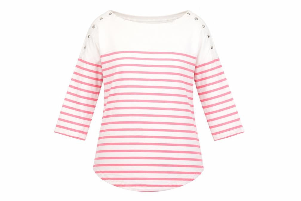 Seraphine Women's Pink Striped T-Shirt Size 8