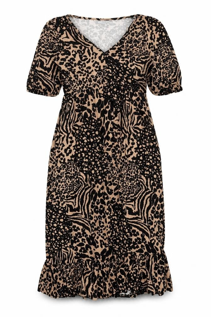 New Look Women's Multicoloured Animal Print Wrap Dress