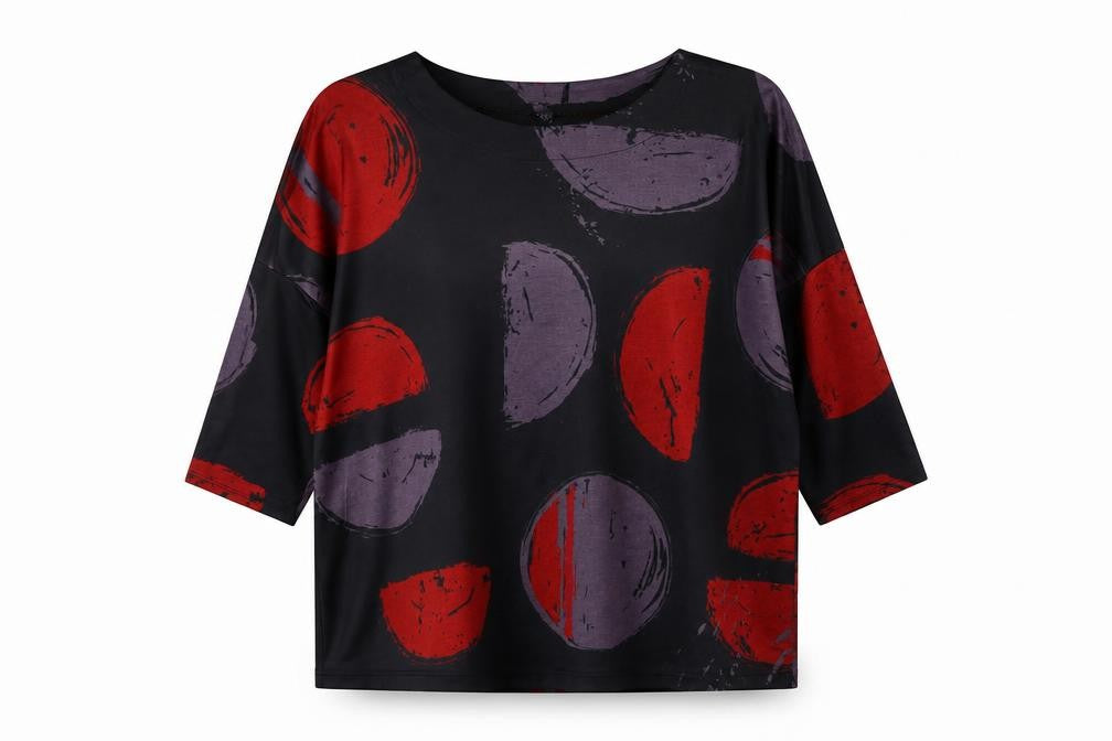 Saloos Women's Black Geometric Top UK 12