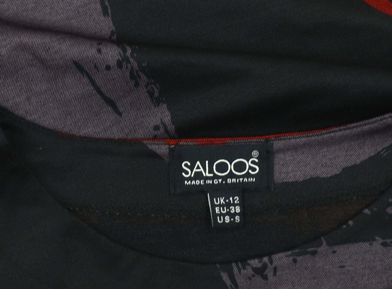 Saloos Women's Black Geometric Top UK 12