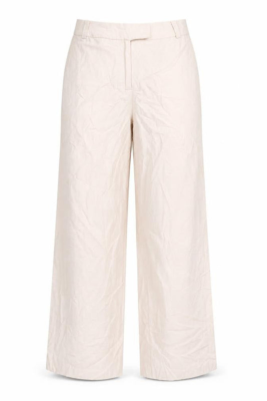 Front view of La Redoute Women's Beige Wide-Leg Trousers, size 10