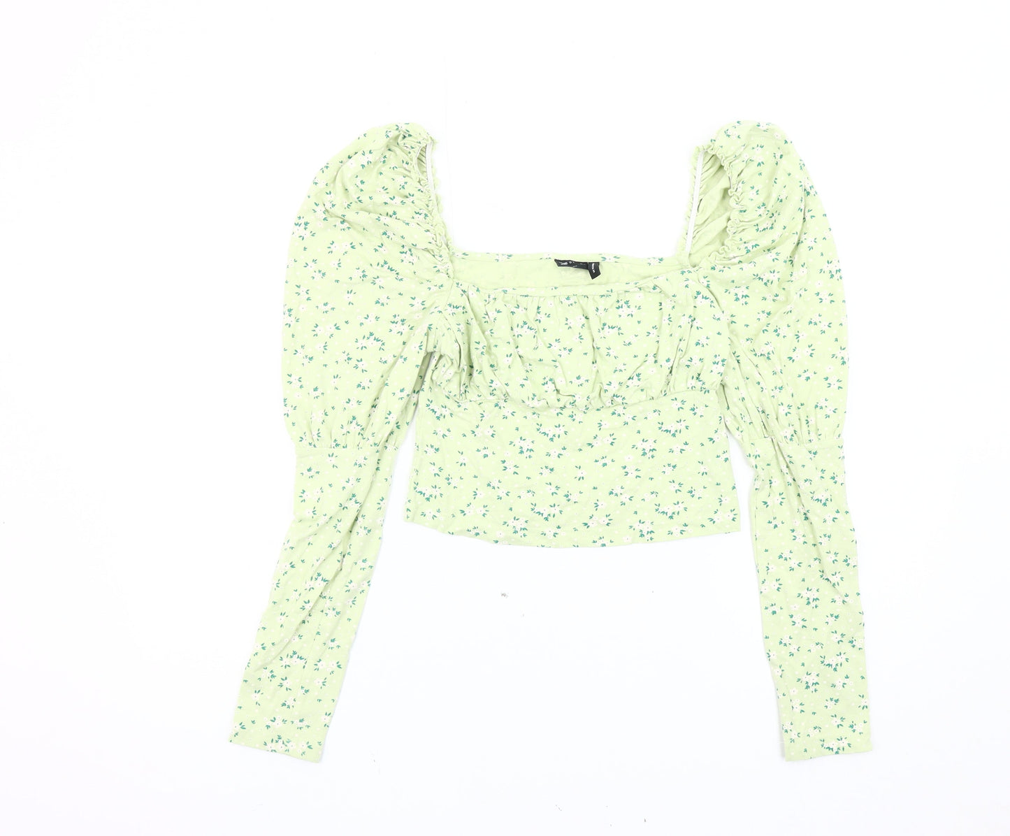 ASOS DESIGN Women's Green Floral Cropped Blouse UK 12