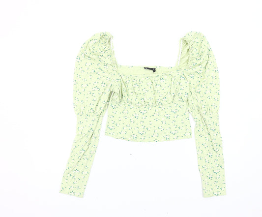 ASOS DESIGN Women's Green Floral Cropped Blouse UK 12