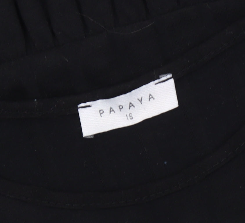 Papaya Women's Black 3/4 Sleeve Top Size 16