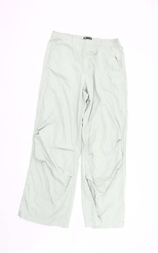 Zara Women's Grey Wide-Leg Trousers, Size 10