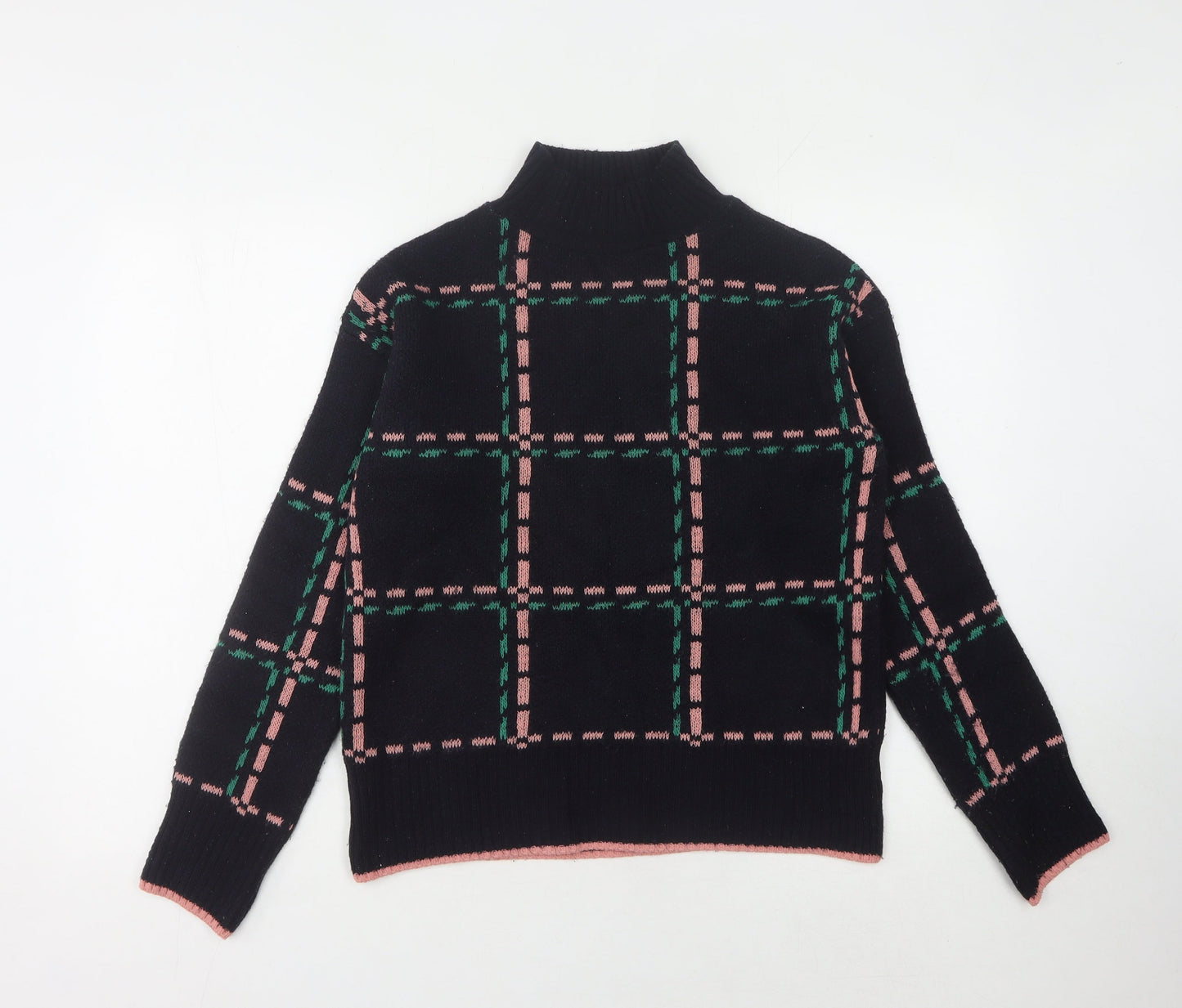 Next Women's Black XS Check Mock Neck Jumper