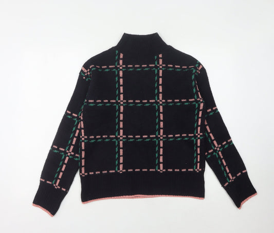 Next Women's Black XS Check Mock Neck Jumper