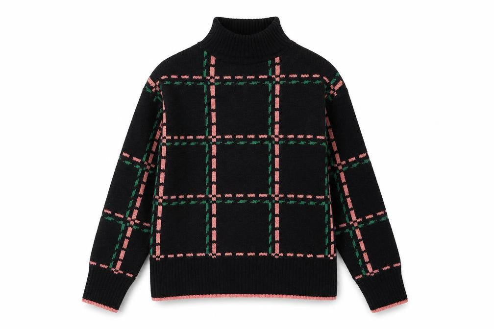 Next Women's Black XS Check Mock Neck Jumper