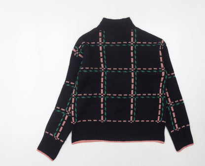 Next Women's Black XS Check Mock Neck Jumper