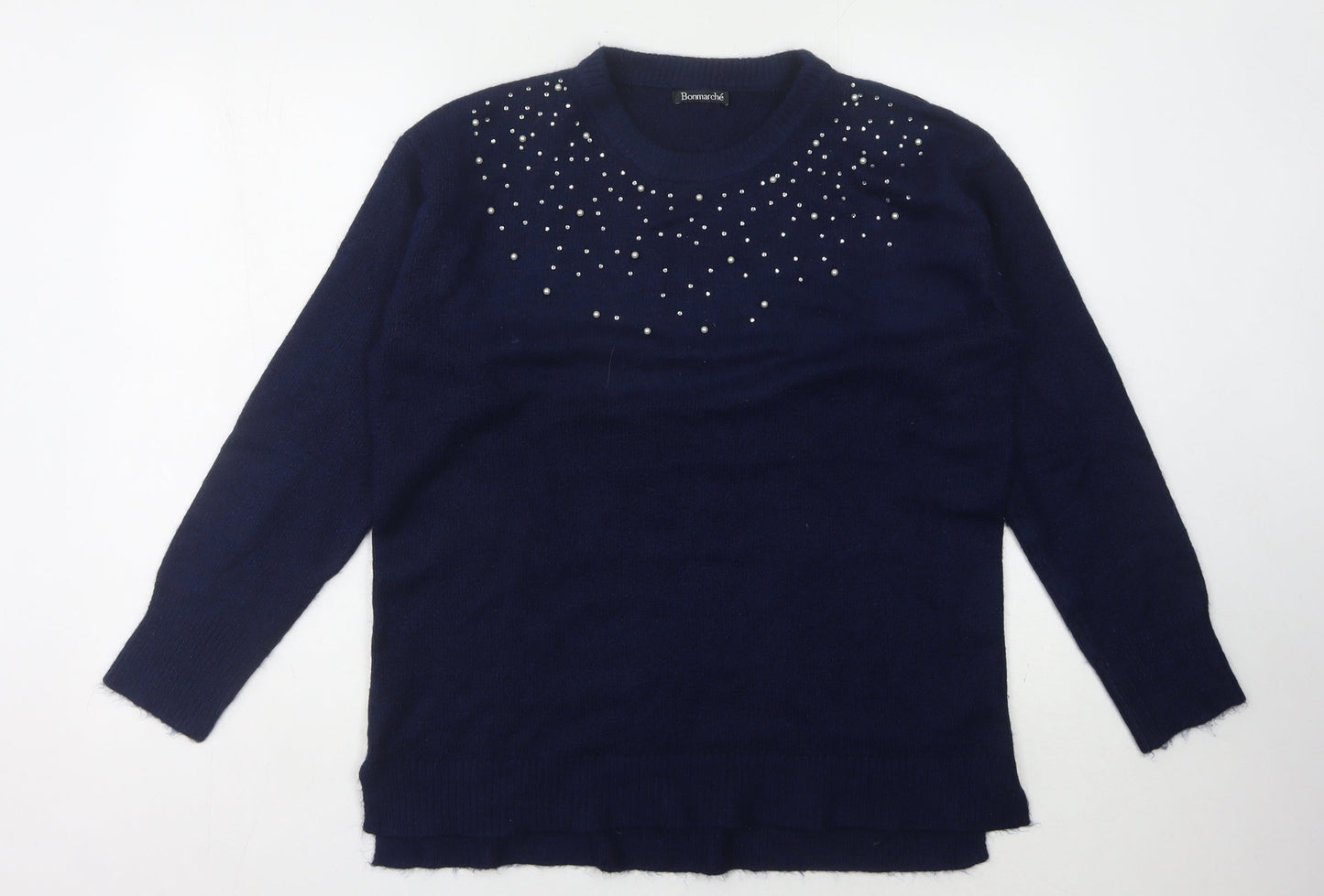 Bonmarché Women's Blue Beaded Pullover Jumper