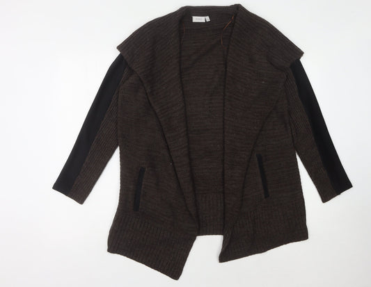 Fransa Women's Brown Open Front Cardigan, Size S, Casual Style
