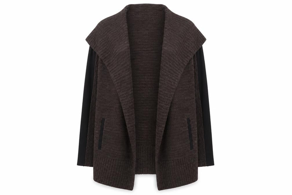 Fransa Women's Brown Open Front Cardigan, Size S, Casual Style
