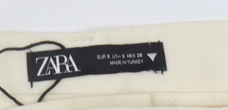Zara Women Ivory Trousers, Size 8, Wide-Leg, Elegant Style