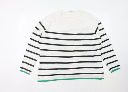 Beloved Womens Woman White Striped Pullover Jumper 2XL