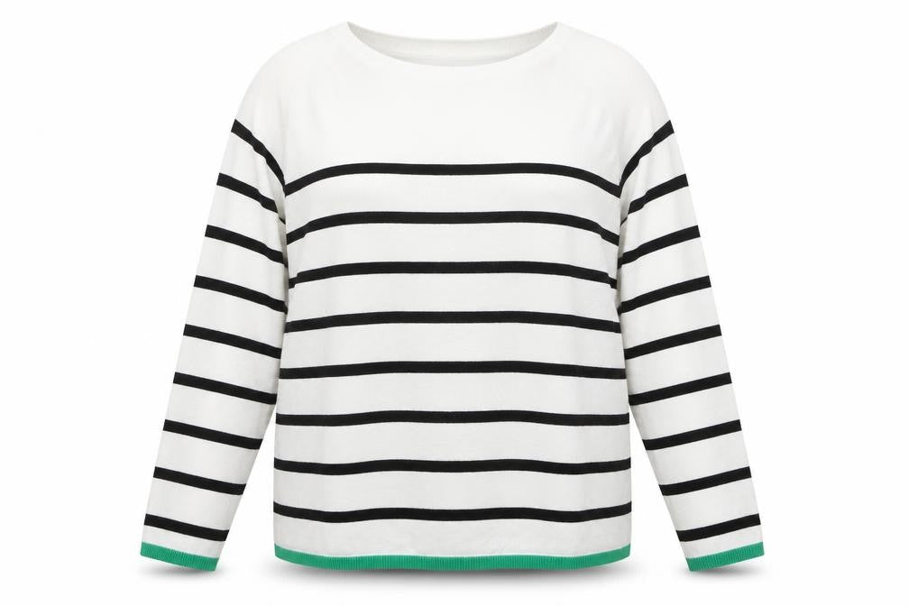 Beloved Woman White Striped Pullover Jumper 2XL