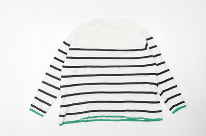 Beloved Womens Woman White Striped Pullover Jumper 2XL